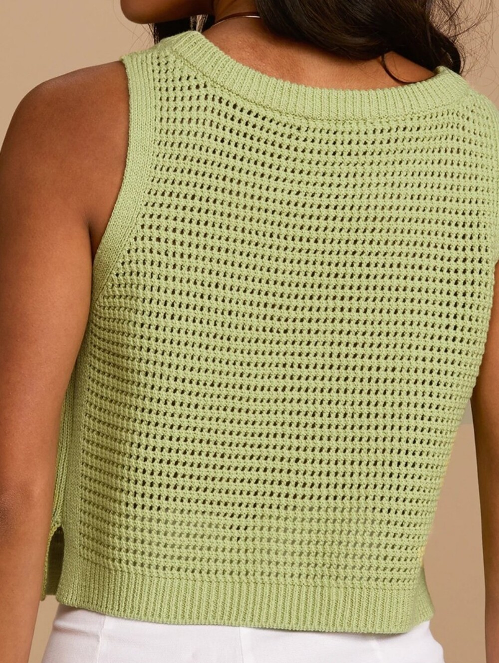 Lulus | Lime Green | Loose Knit Sweater Tank Top | Summer | Vacation | Chic | - Picture 2 of 8